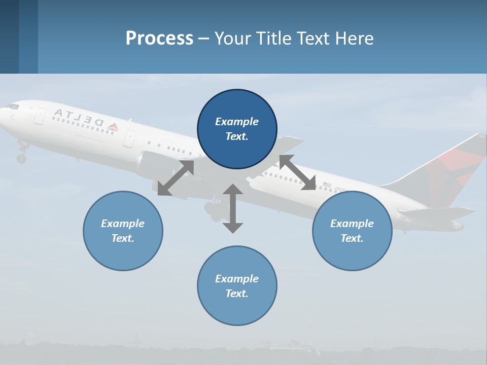 A Large Commercial Airplane Flying In The Sky PowerPoint Template
