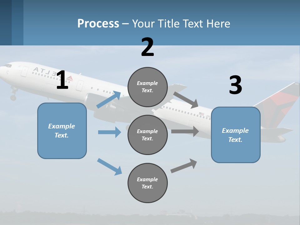 A Large Commercial Airplane Flying In The Sky PowerPoint Template