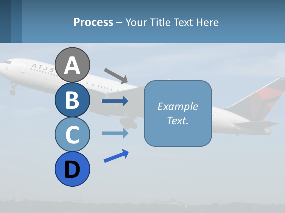 A Large Commercial Airplane Flying In The Sky PowerPoint Template