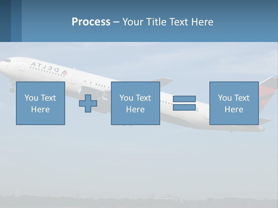 A Large Commercial Airplane Flying In The Sky PowerPoint Template