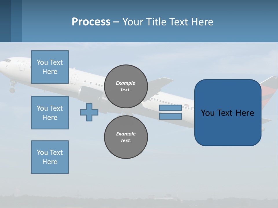A Large Commercial Airplane Flying In The Sky PowerPoint Template