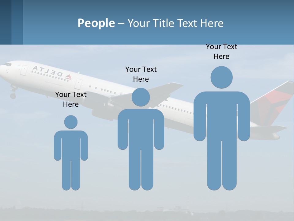 A Large Commercial Airplane Flying In The Sky PowerPoint Template