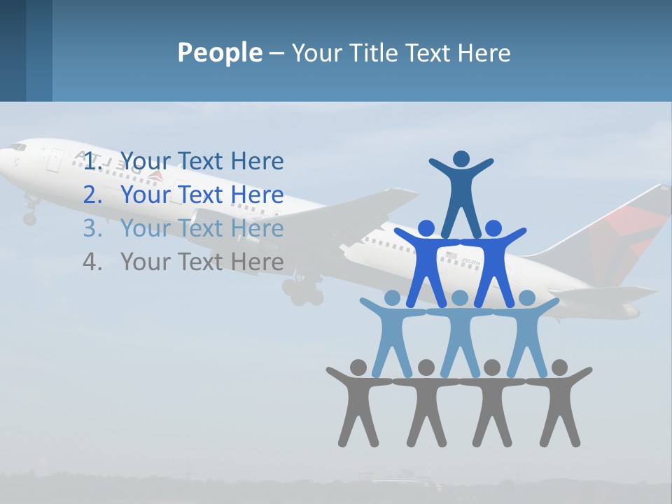 A Large Commercial Airplane Flying In The Sky PowerPoint Template