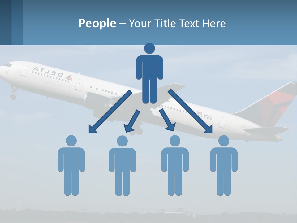 A Large Commercial Airplane Flying In The Sky PowerPoint Template