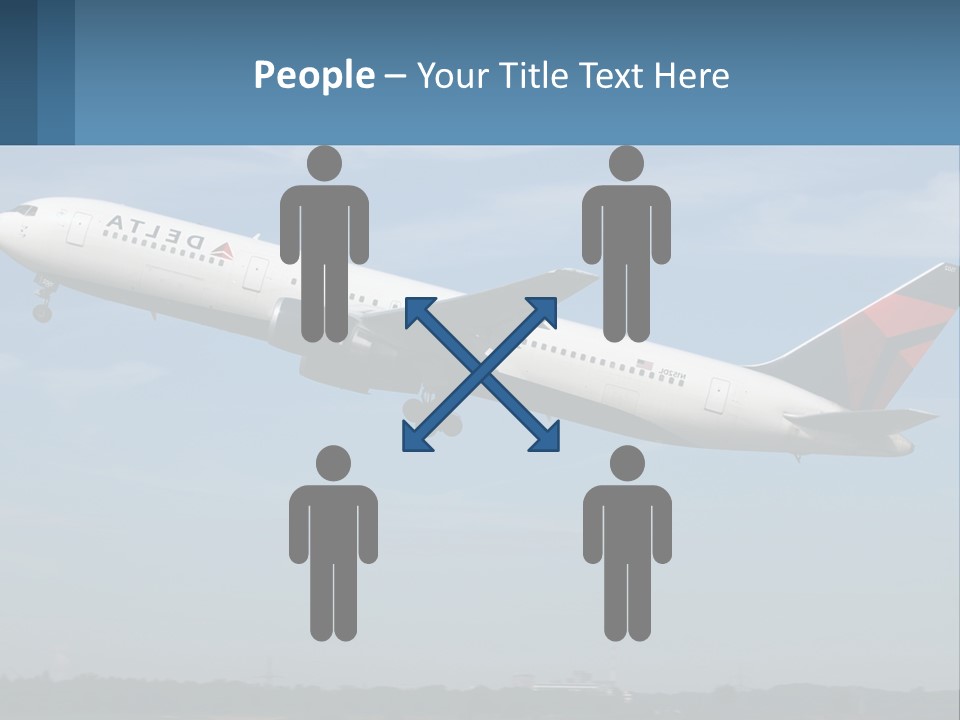A Large Commercial Airplane Flying In The Sky PowerPoint Template