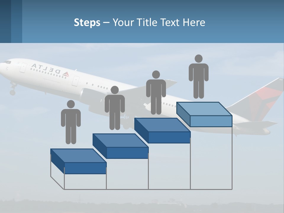 A Large Commercial Airplane Flying In The Sky PowerPoint Template