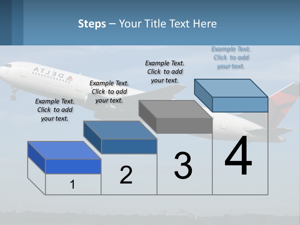 A Large Commercial Airplane Flying In The Sky PowerPoint Template