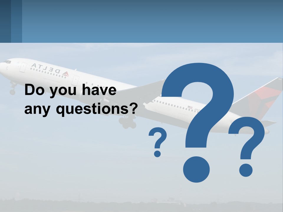 A Large Commercial Airplane Flying In The Sky PowerPoint Template