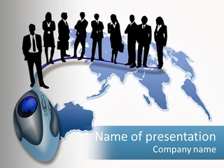 A Group Of People Standing Around A Computer Mouse PowerPoint Template