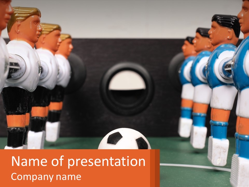 A Group Of Toy Figurines With A Soccer Ball In Front Of Them PowerPoint Template