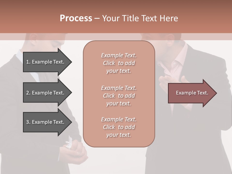 Two Men In Suits Are Looking At A Piece Of Paper PowerPoint Template