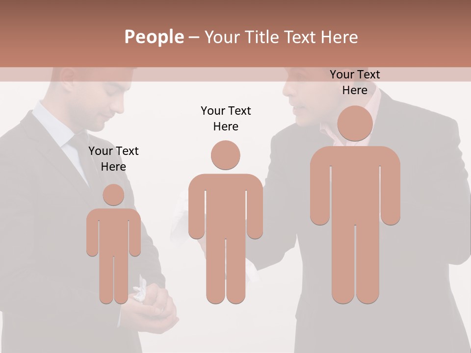 Two Men In Suits Are Looking At A Piece Of Paper PowerPoint Template