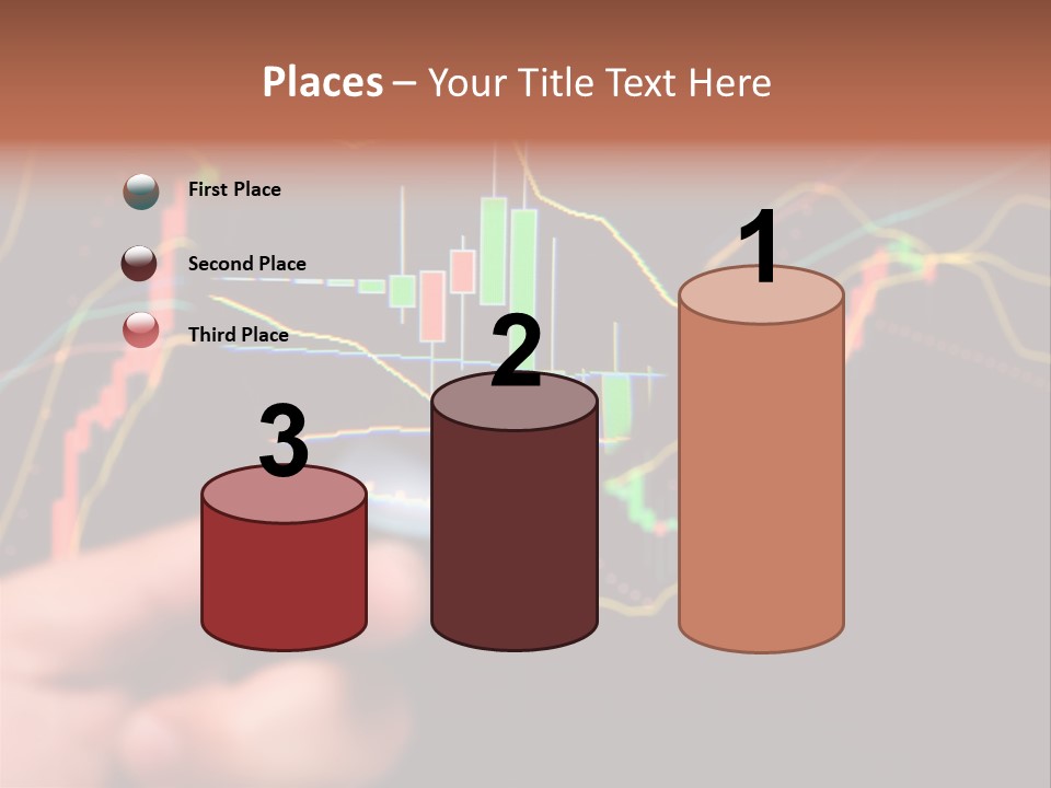 A Hand Holding A Magnifying Glass Over A Stock Chart PowerPoint Template