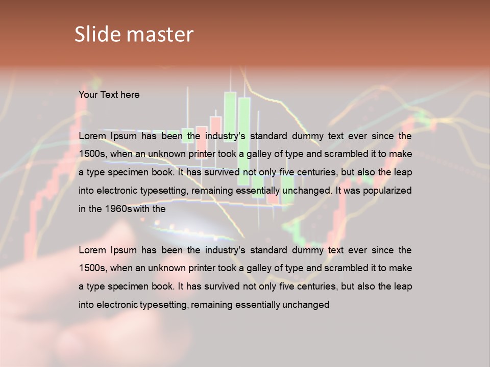 A Hand Holding A Magnifying Glass Over A Stock Chart PowerPoint Template