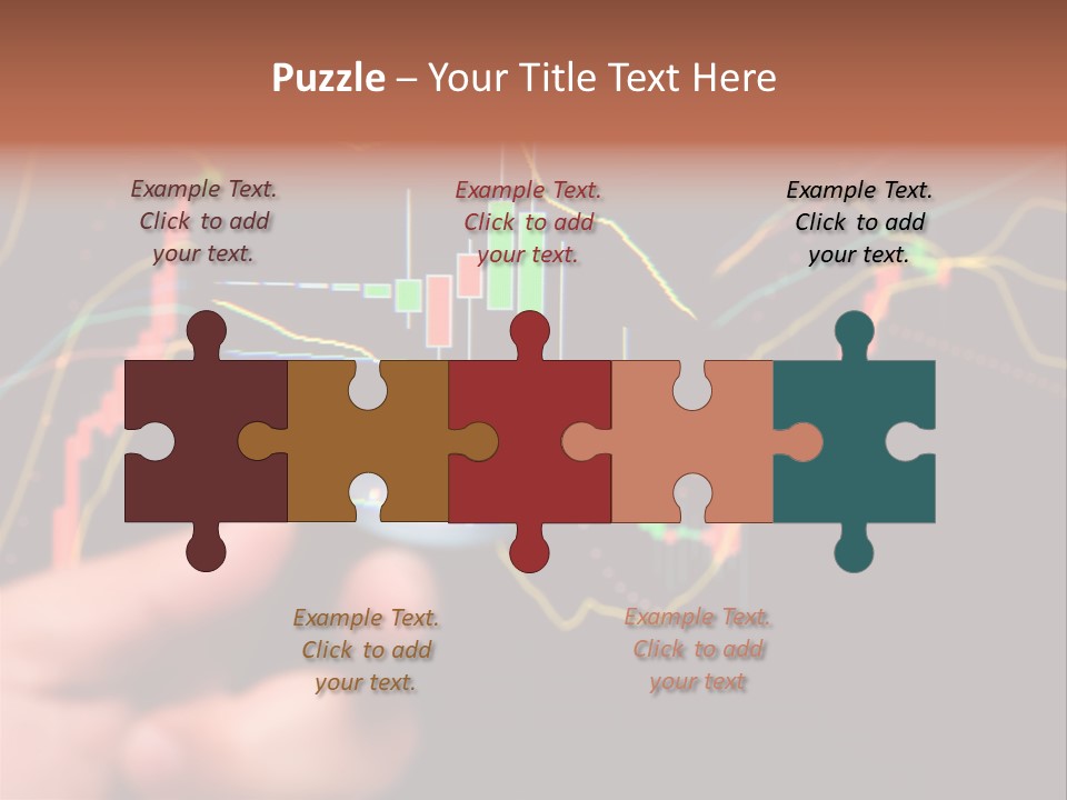 A Hand Holding A Magnifying Glass Over A Stock Chart PowerPoint Template