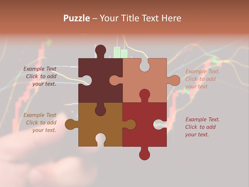 A Hand Holding A Magnifying Glass Over A Stock Chart PowerPoint Template