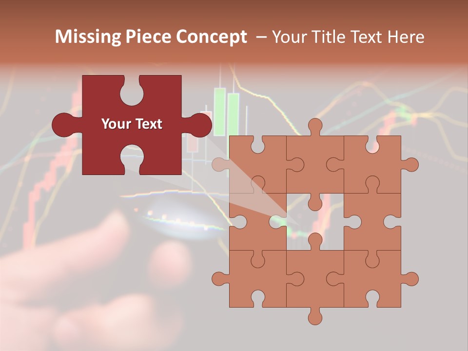 A Hand Holding A Magnifying Glass Over A Stock Chart PowerPoint Template