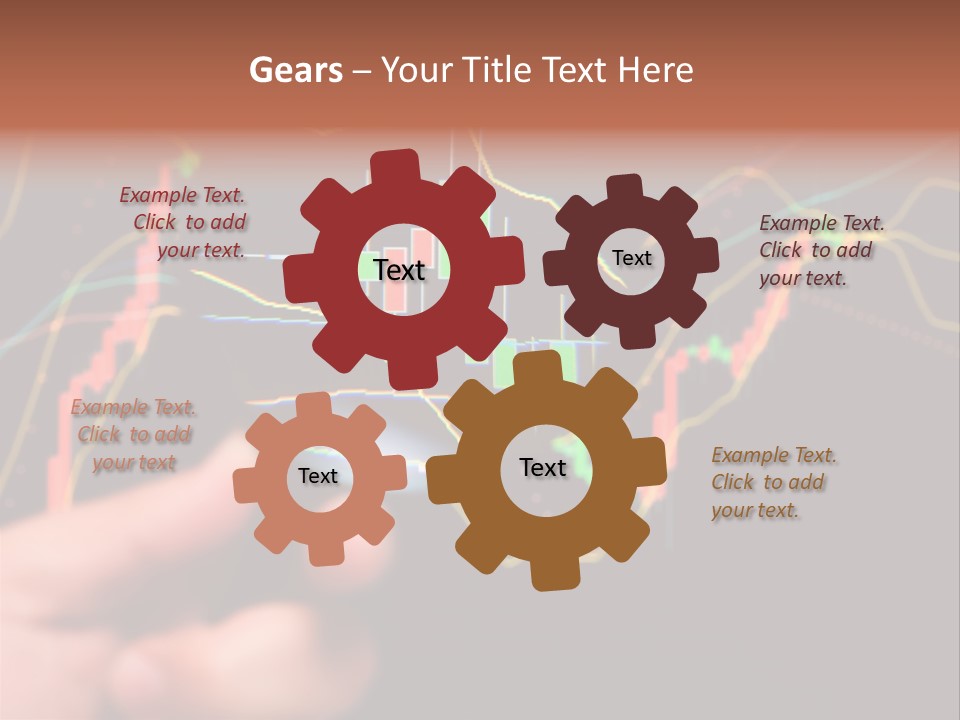 A Hand Holding A Magnifying Glass Over A Stock Chart PowerPoint Template