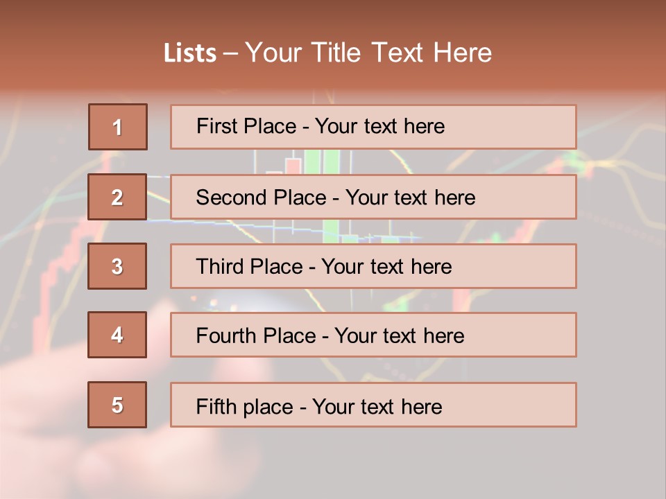 A Hand Holding A Magnifying Glass Over A Stock Chart PowerPoint Template