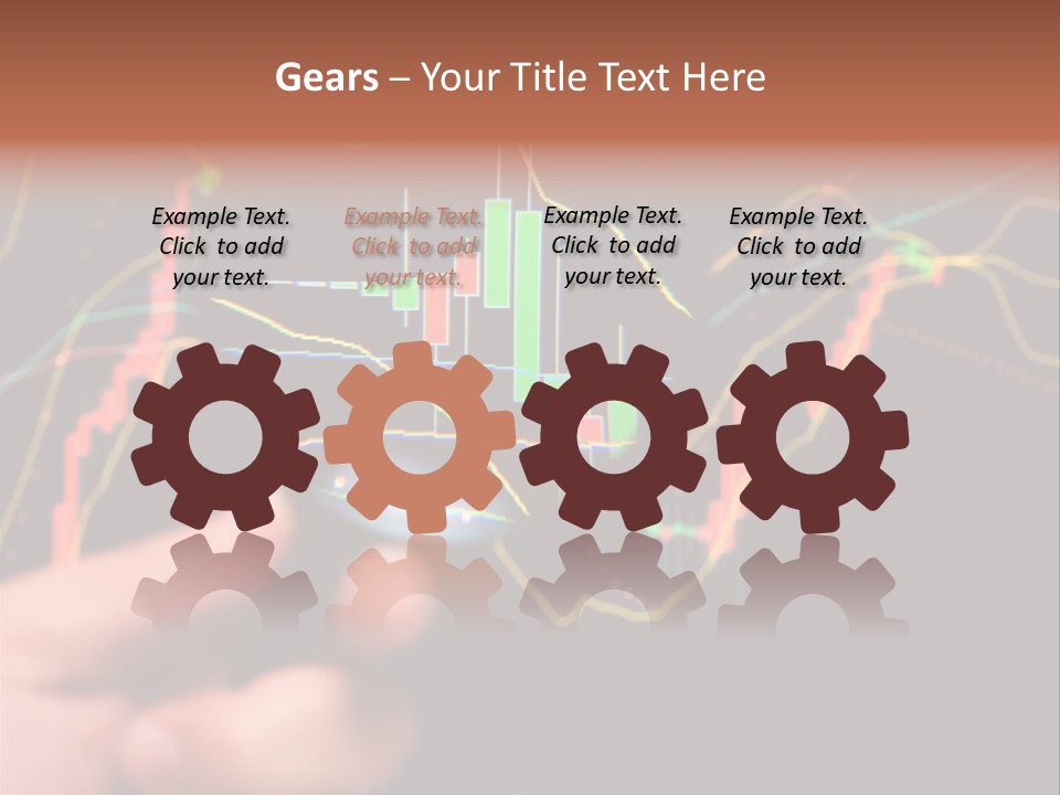 A Hand Holding A Magnifying Glass Over A Stock Chart PowerPoint Template