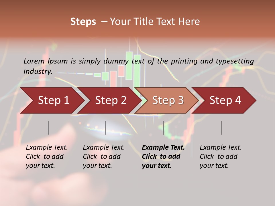 A Hand Holding A Magnifying Glass Over A Stock Chart PowerPoint Template