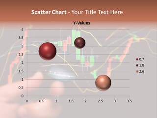 A Hand Holding A Magnifying Glass Over A Stock Chart PowerPoint Template