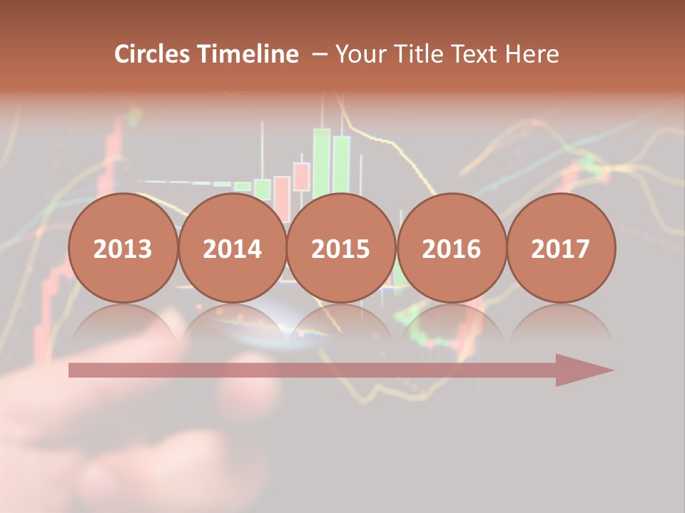 A Hand Holding A Magnifying Glass Over A Stock Chart PowerPoint Template