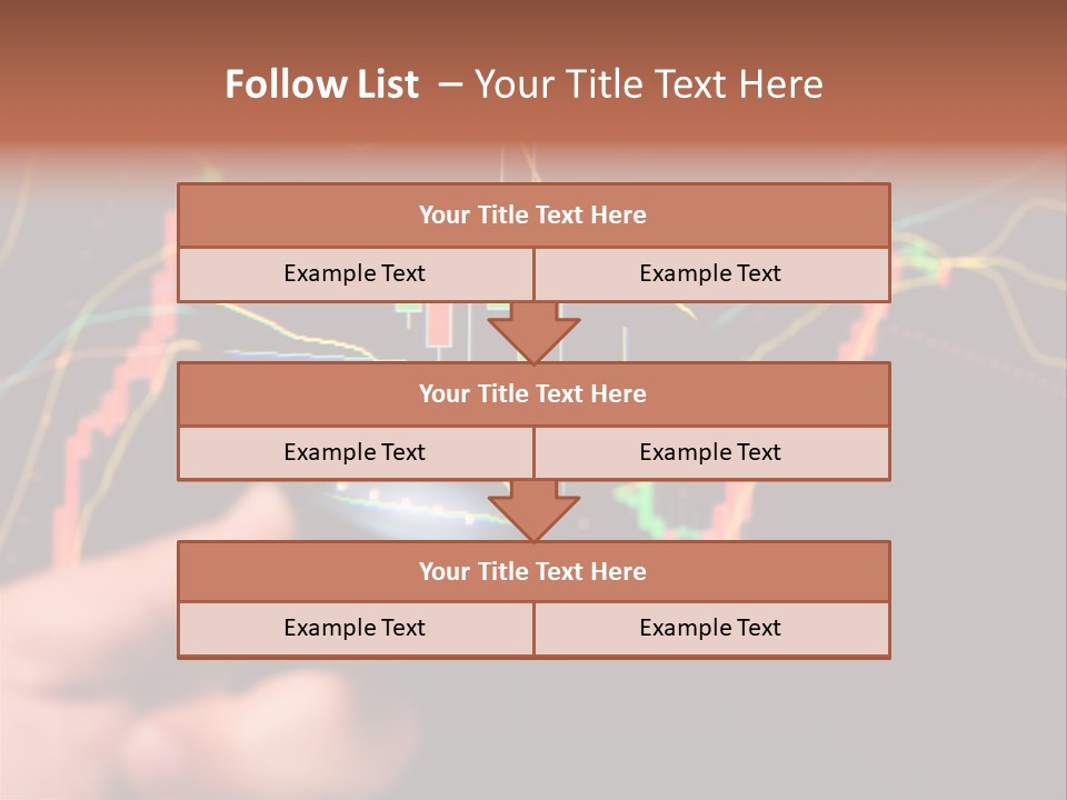 A Hand Holding A Magnifying Glass Over A Stock Chart PowerPoint Template