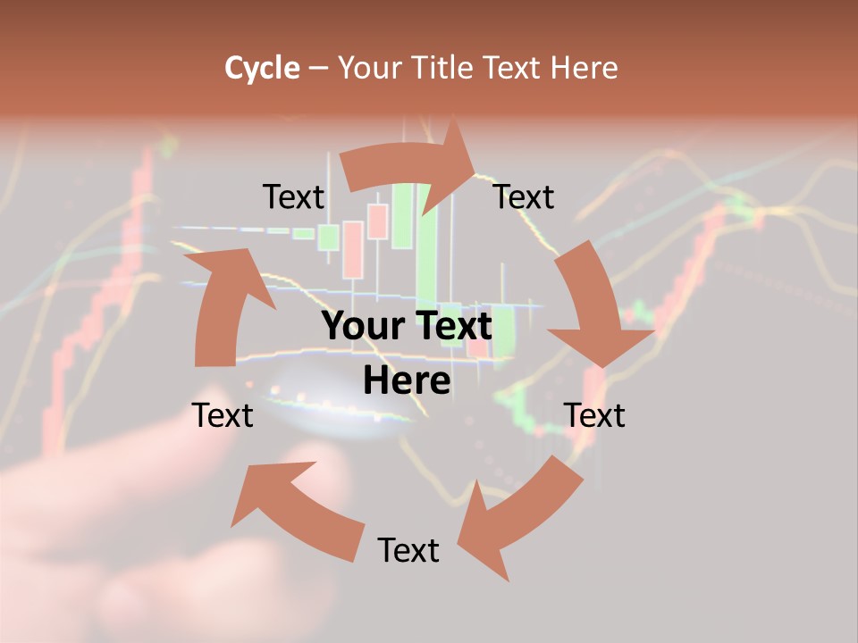 A Hand Holding A Magnifying Glass Over A Stock Chart PowerPoint Template