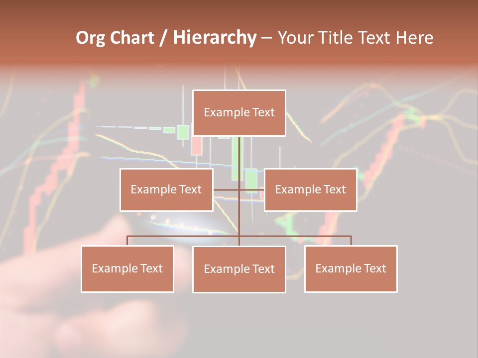 A Hand Holding A Magnifying Glass Over A Stock Chart PowerPoint Template