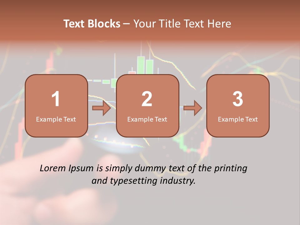 A Hand Holding A Magnifying Glass Over A Stock Chart PowerPoint Template