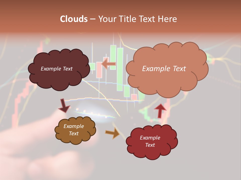 A Hand Holding A Magnifying Glass Over A Stock Chart PowerPoint Template