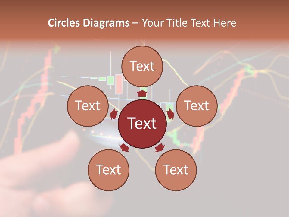 A Hand Holding A Magnifying Glass Over A Stock Chart PowerPoint Template