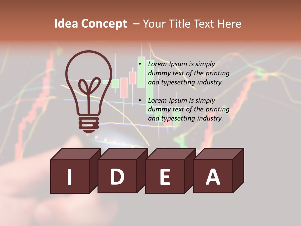 A Hand Holding A Magnifying Glass Over A Stock Chart PowerPoint Template