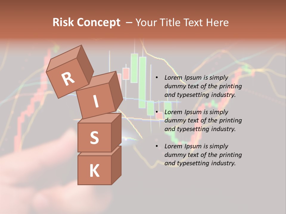 A Hand Holding A Magnifying Glass Over A Stock Chart PowerPoint Template