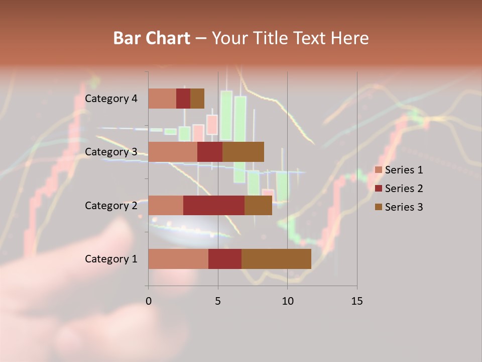 A Hand Holding A Magnifying Glass Over A Stock Chart PowerPoint Template