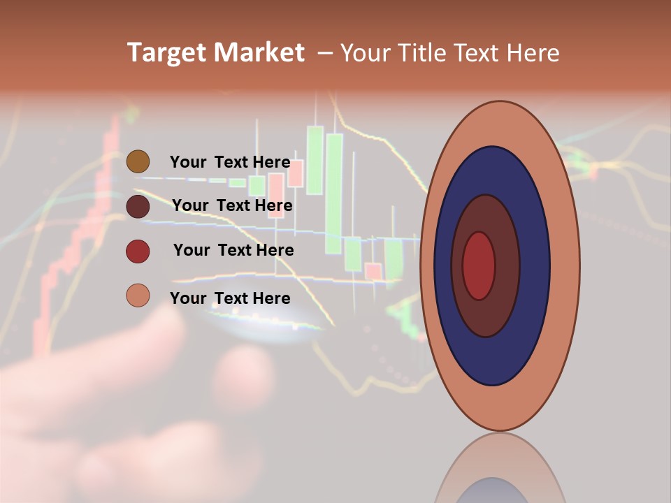 A Hand Holding A Magnifying Glass Over A Stock Chart PowerPoint Template