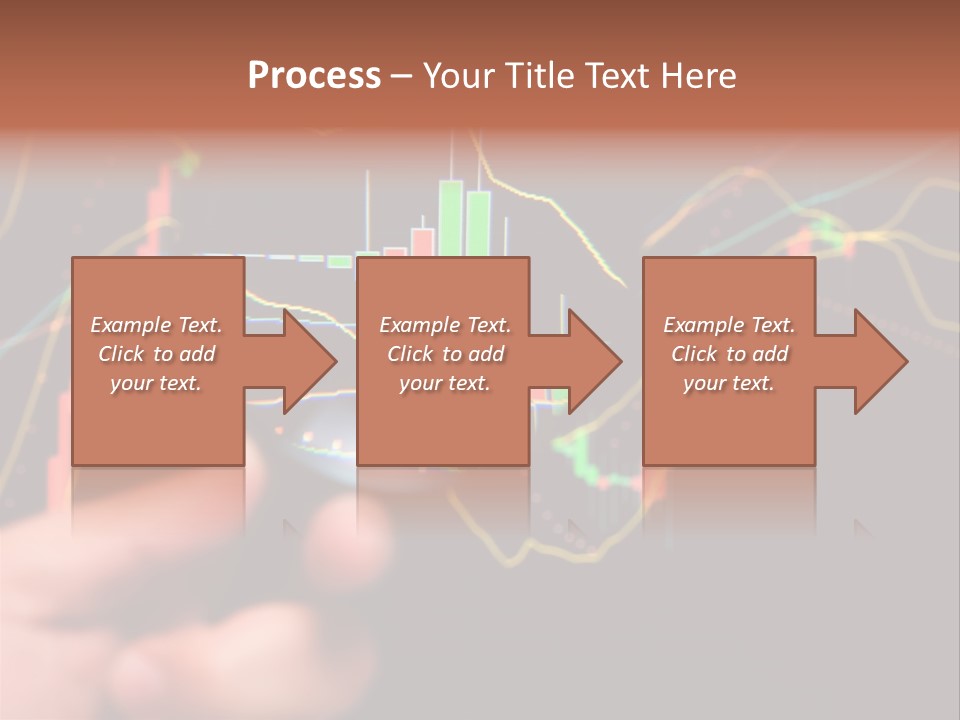 A Hand Holding A Magnifying Glass Over A Stock Chart PowerPoint Template
