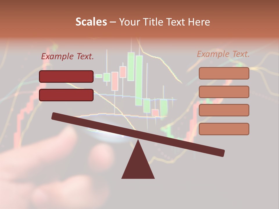 A Hand Holding A Magnifying Glass Over A Stock Chart PowerPoint Template