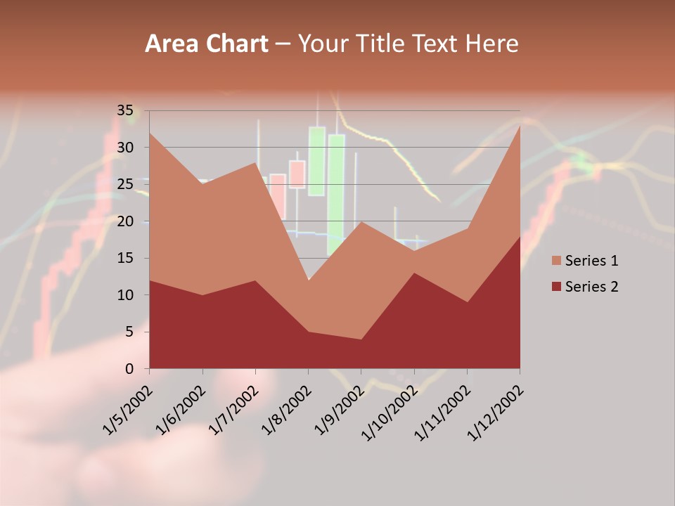 A Hand Holding A Magnifying Glass Over A Stock Chart PowerPoint Template