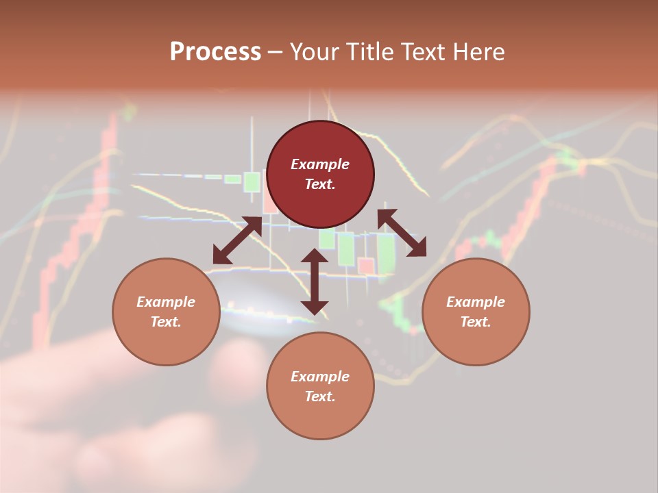 A Hand Holding A Magnifying Glass Over A Stock Chart PowerPoint Template