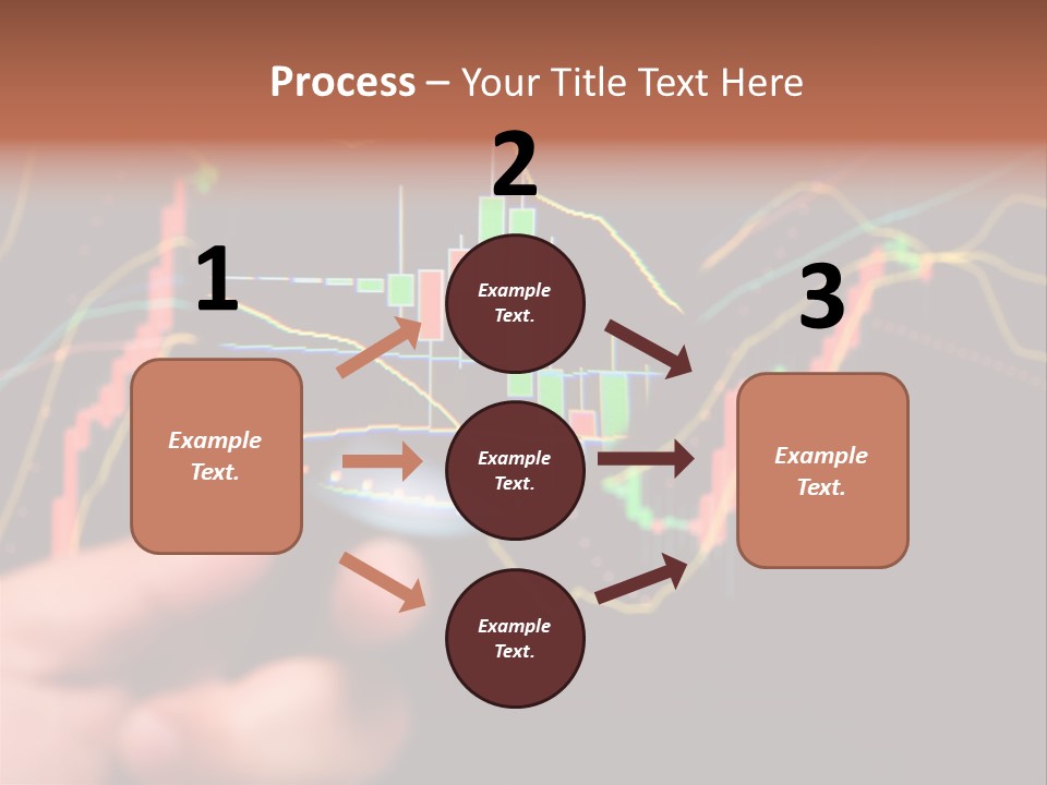 A Hand Holding A Magnifying Glass Over A Stock Chart PowerPoint Template