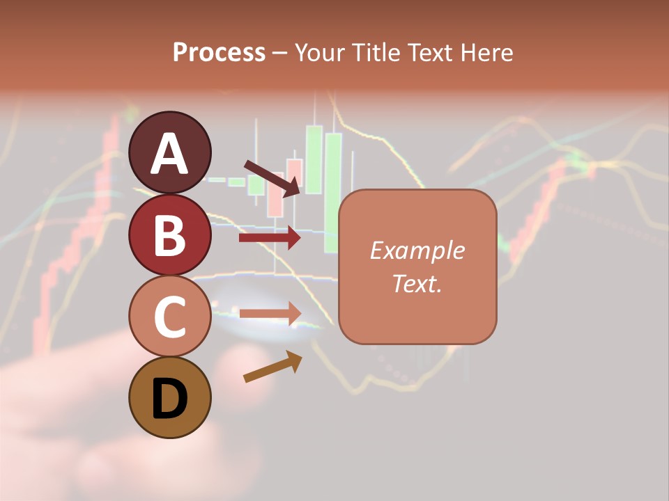 A Hand Holding A Magnifying Glass Over A Stock Chart PowerPoint Template