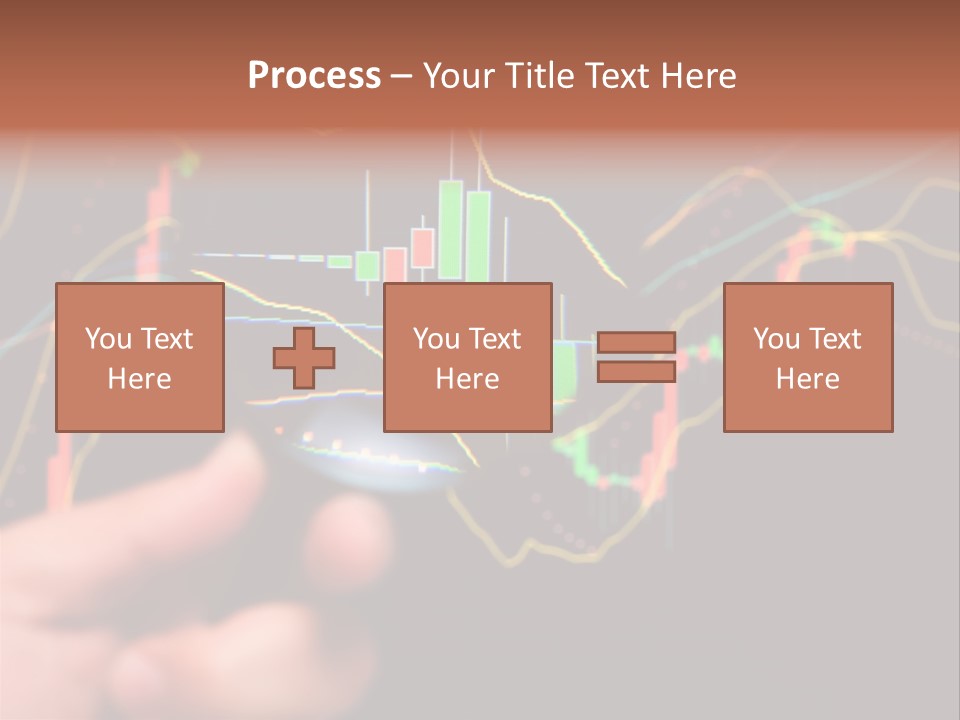 A Hand Holding A Magnifying Glass Over A Stock Chart PowerPoint Template