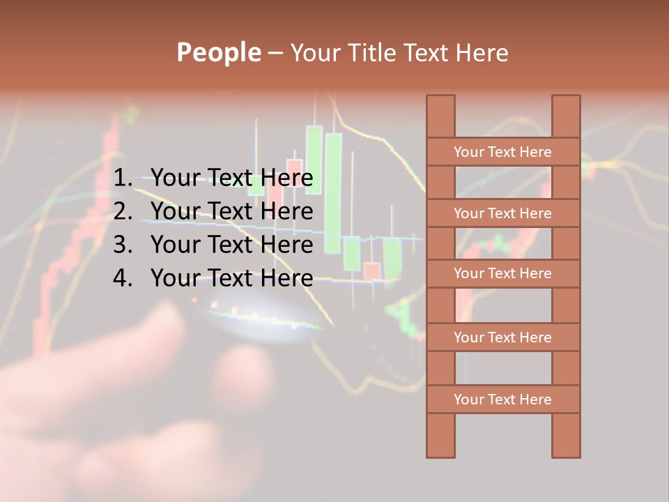 A Hand Holding A Magnifying Glass Over A Stock Chart PowerPoint Template