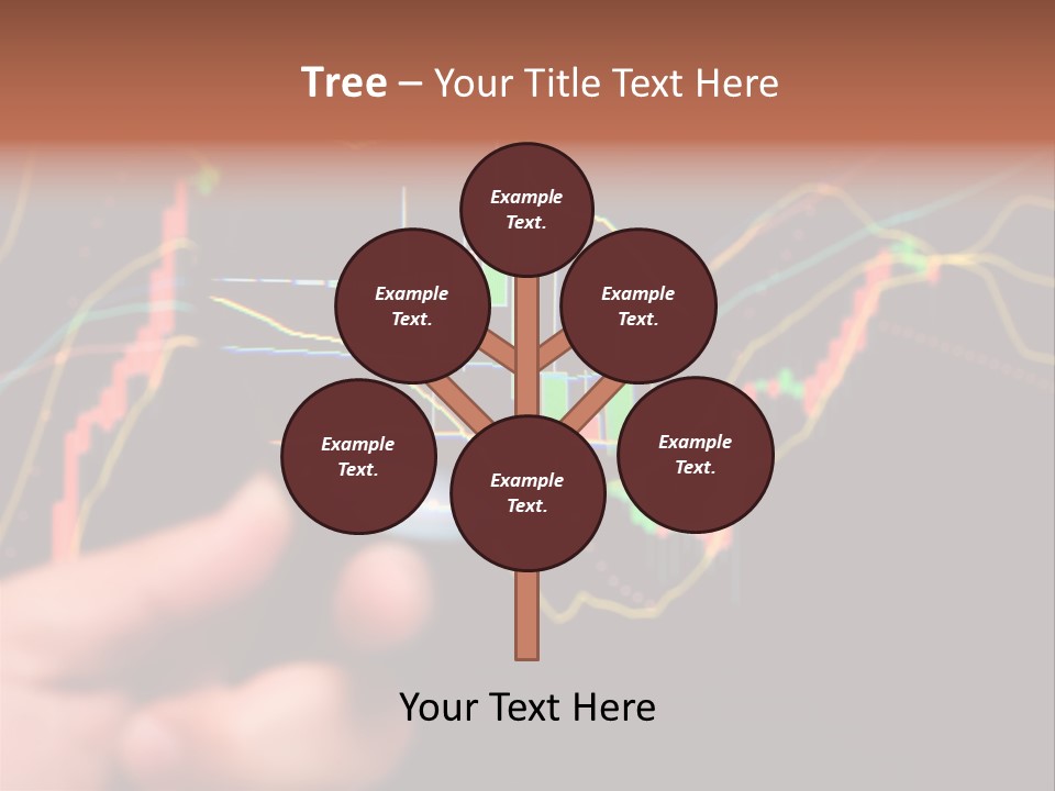 A Hand Holding A Magnifying Glass Over A Stock Chart PowerPoint Template