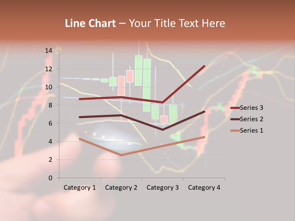 A Hand Holding A Magnifying Glass Over A Stock Chart PowerPoint Template