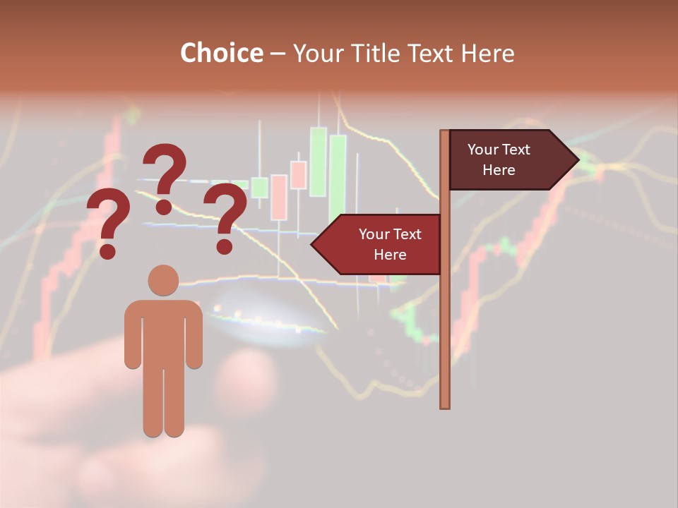 A Hand Holding A Magnifying Glass Over A Stock Chart PowerPoint Template