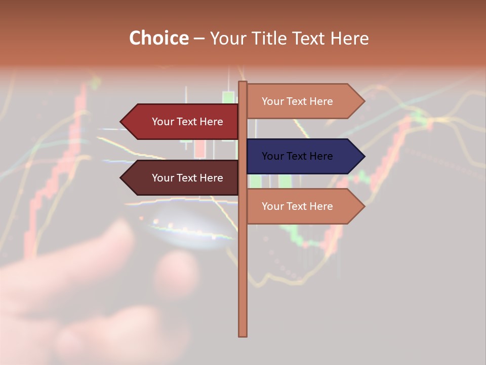 A Hand Holding A Magnifying Glass Over A Stock Chart PowerPoint Template