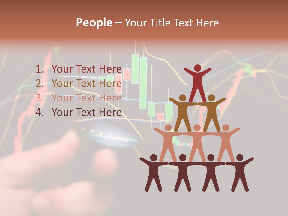A Hand Holding A Magnifying Glass Over A Stock Chart PowerPoint Template